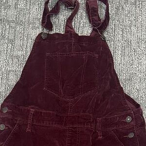 Old navy burgundy velvet overalls